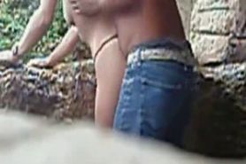 Horny amateur couple fucking outdoors