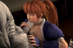 3D DoA Kasumi blows a monster dick until the unhappy oral creampie