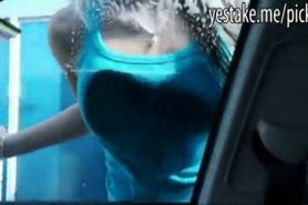 Blonde girl does better job when fucking instead of washing car