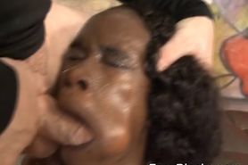Black Ghetto Whore Getting White Cocks Shoved Down Her Throat