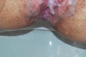 pissing the cum out of my pussy