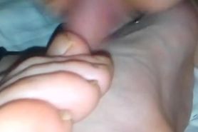 Sleeping friend feet cum on toes