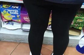 Step mother in tight leggings fucked in the grocery by step son