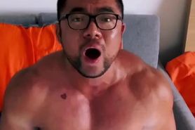 Big Asian bodybuilder play with pee hole urethra insert