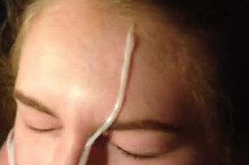 Thickest cumshot facial...Yogurt thick cum ejaculated on her hot face