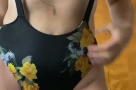 Bikini striptease titty drop and pussy reveal