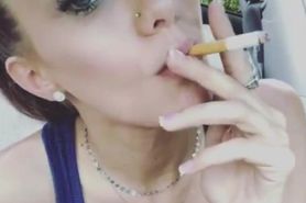 Gorgeous young brunette girl smoking sexy
