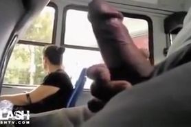 Bus Girl Pretends Not to See His Cock!!