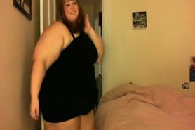 Fat bbw teen strips in her bedroom on webcam