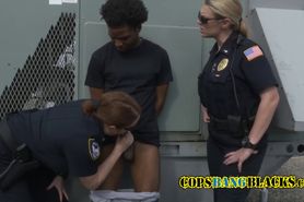 Hunting Female cops bust pervert black cock