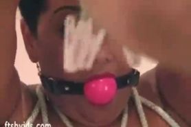 Black lady gagged, tied and her pussy stretched