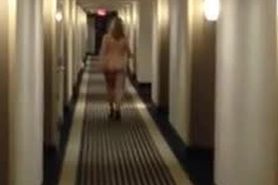 Super hot milf walks around totally naked in hotel