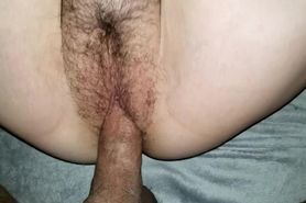 Rubbing dick on sexy fat hairy pussy