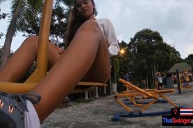 THAI SWINGER - Amateur Thai girlfriend outdoor workout and pov blowjob video