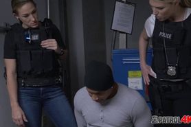 Beautiful female officers make criminal strip down and fuck them