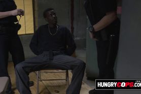 Black Male with Hard Cock Gets Punished By Big Booty Cops During Interrogation