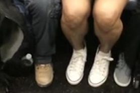 White Panties Leg Cross On Train