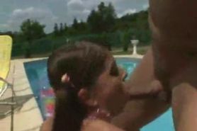 Innocent brunette with pigtails has her ass attacked by toys and dick...