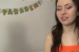 Hard threesome and blowjob with party cake