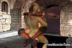 3D babe sucks cock and gets fucked by a goblin
