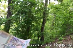 Hot blonde Eurobabe railed in the woods