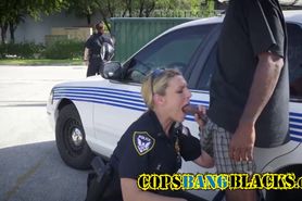 Gorgeous cops banged by stranger