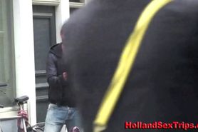 Dutch whore gobbles real client cock