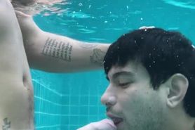 Josh Moore and Ricky Roman underwater blowjob and cumming in the pool