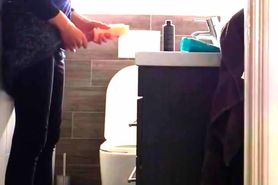 Caught Stepbrother Stealing my Clothes and Jerking in Bathroom
