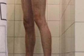 Jerking off in the gym shower