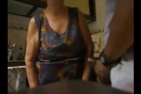 Fast fucking a big ass granny in the kitchen