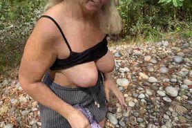 HOMEGROWNVIDEO - Busty MILF almost caught while fucking by the river