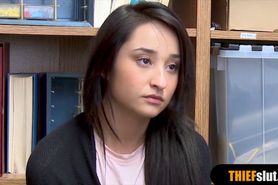 Cute brunette shoplifter teen rough fucked on CCTV