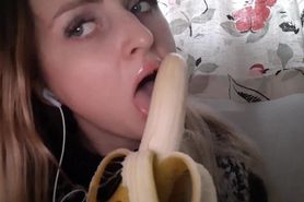 random russian girl sucking banana