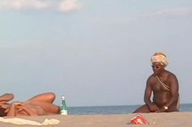 beach embarrassed couple teasing for stranger, ...