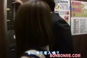 japanese schoolgirl blowjob and fucked in elevator