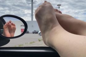 MissJenniP - Showing Of My Soles In Parking Lot! Why no one kissing them?
