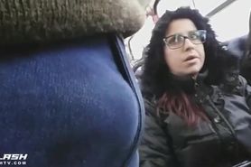 Girl Stares At Bulge On Bus