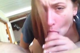 Hot fiance cums while blowing