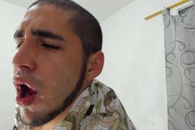 MASIVE CUM IN FACE AND MOUTH He Drink All
