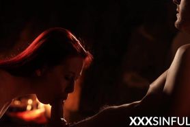 XXX SINFUL - Red hair hottie reverse cowgirl cock riding after blowjob