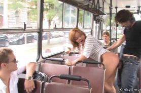 Blonde Sucks and Fucks in Public Bus