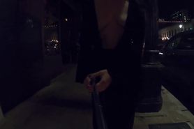 Teaser - Walking completely Topless on a Busy Night Out!