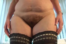 hairy sexy girl in black stockings