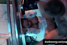 Party hookers gets fucked in public