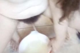 Dirty HAIRY Pink Pussy Pees into Bowl Plays with Pee Loves It