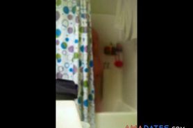 cute girl being spied on in shower - video 1