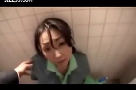 cleaner gives lavatory blowjob 01