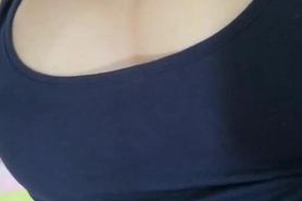 Busty latina teen with huge boobs jiggling and bouncing her massive boobs