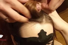 Hair screw and throat fuck ends in a huge cumshot on hair and face
